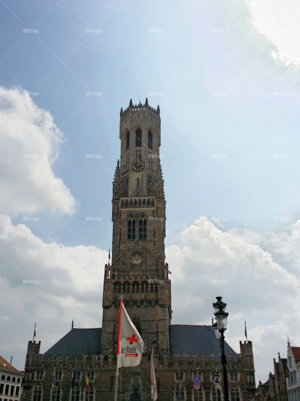 The belfry of Bruges is a medieval bell tower in the historical centre of Bruges, Belgium. One of the city's most prominent symbols, the belfry formerly housed a treasury and the municipal archives, and served as an observation post for spotting fires and other danger.