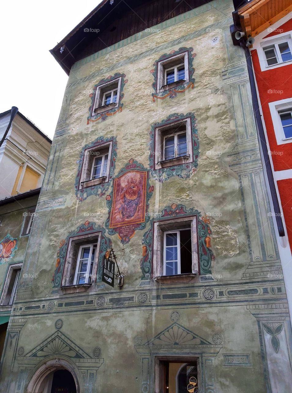 Saint painted on a city building