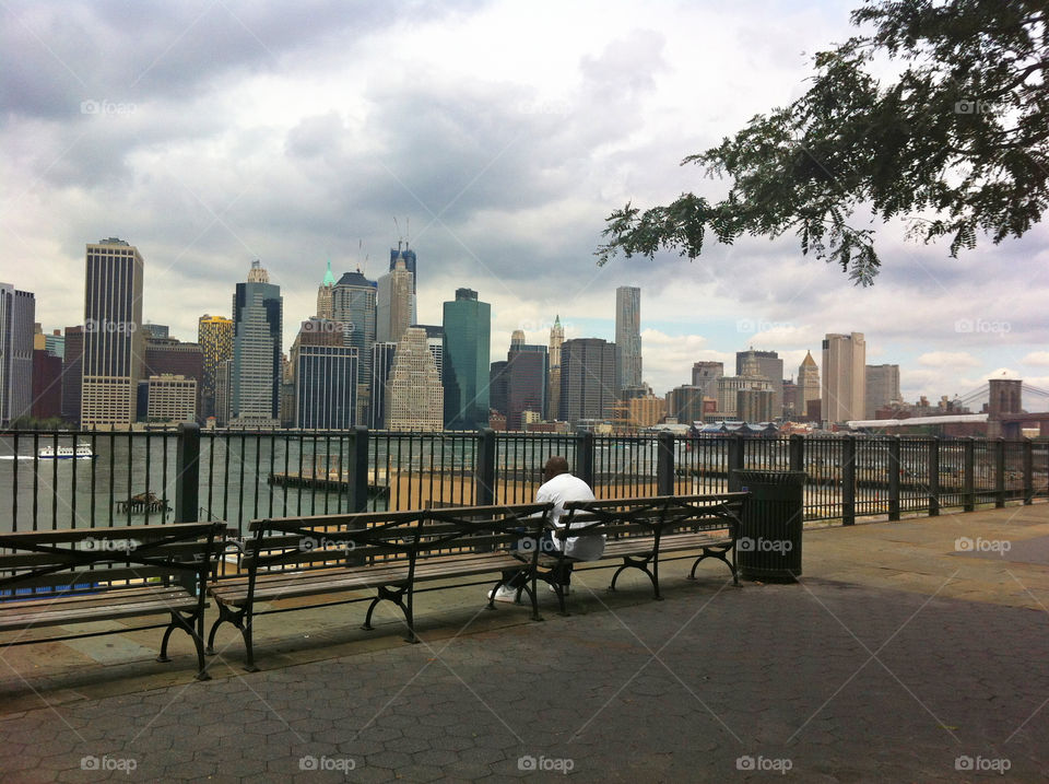 New York Man on Park Bench