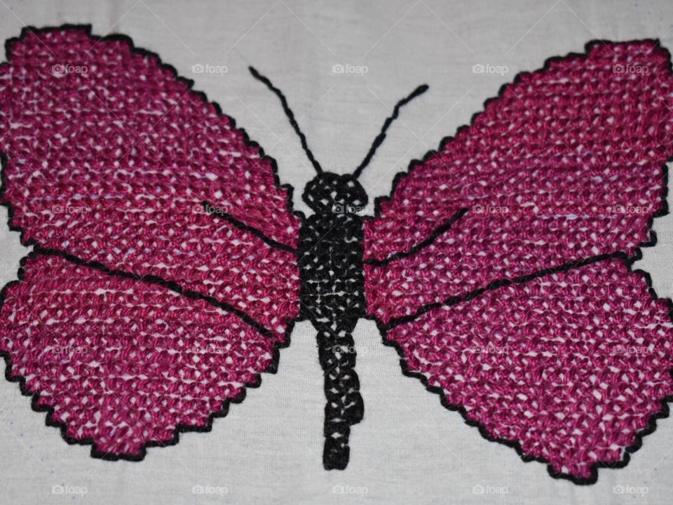 Cross-Stitched Purple Butterfly