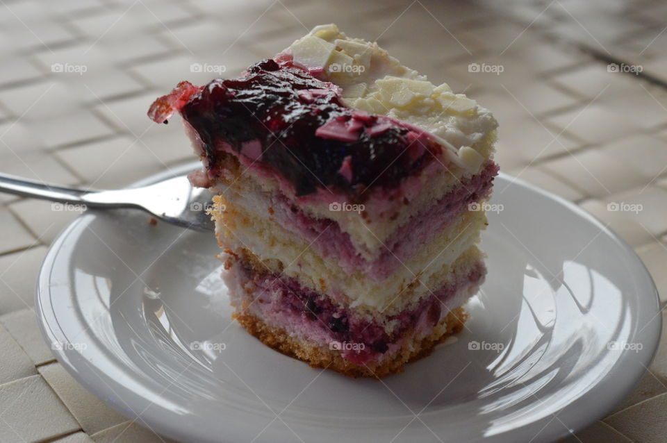 Close-up of slice of cake on plate