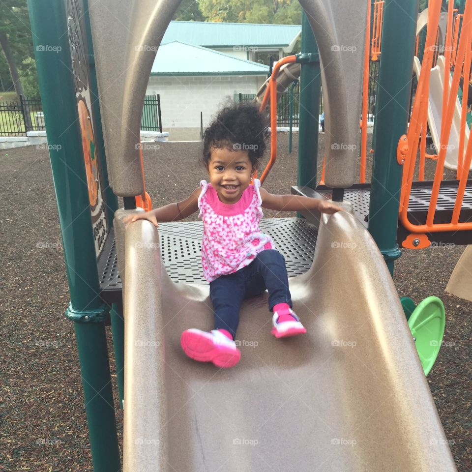 Child, Playground, Slide, Fun, People