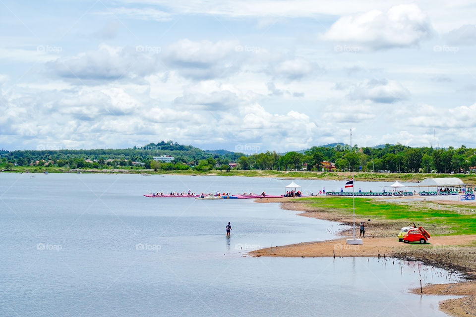 Landscape view of a lake in the country side of Thailand