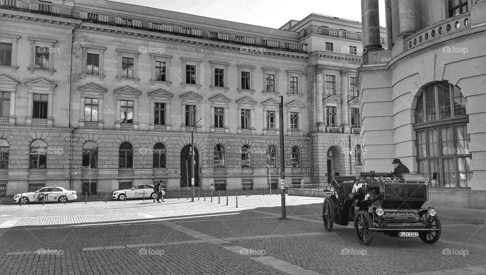 old carriage waiting in the square