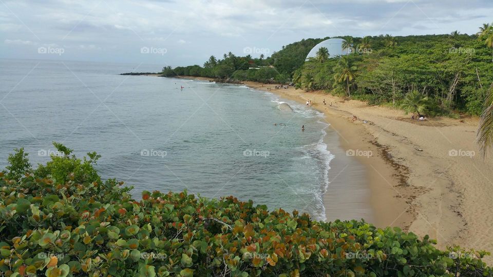 Gorgeous overlook of peaceful beach in Puerto Rico 