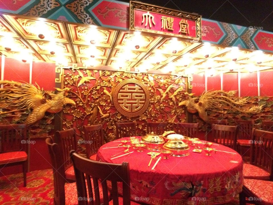 Traditional Chinese banquet setting in the museum