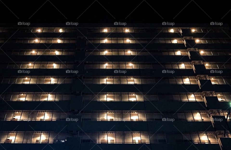 Light of apartment room open in the same time