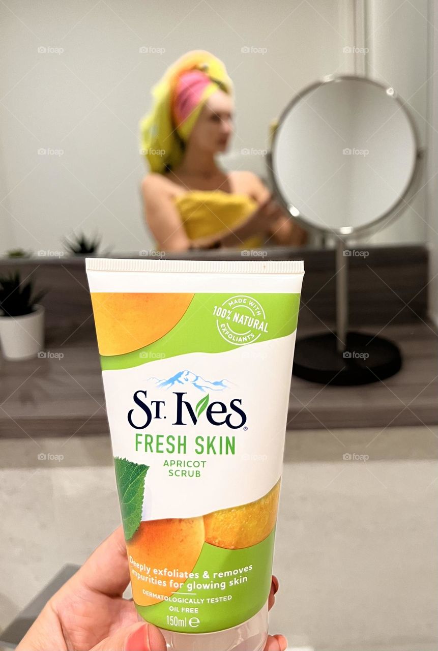 My favourite St. Ives fresh skin apricot scrub , 100% natural cosmetic.