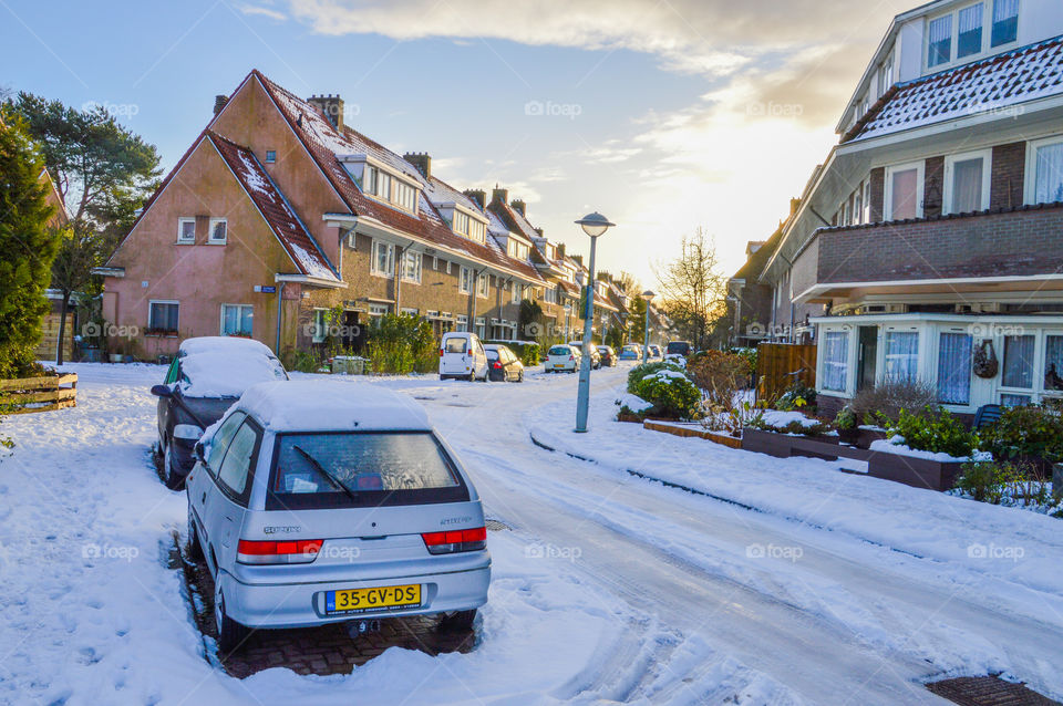Snow In Betondorp Amsterdam The Netherlands