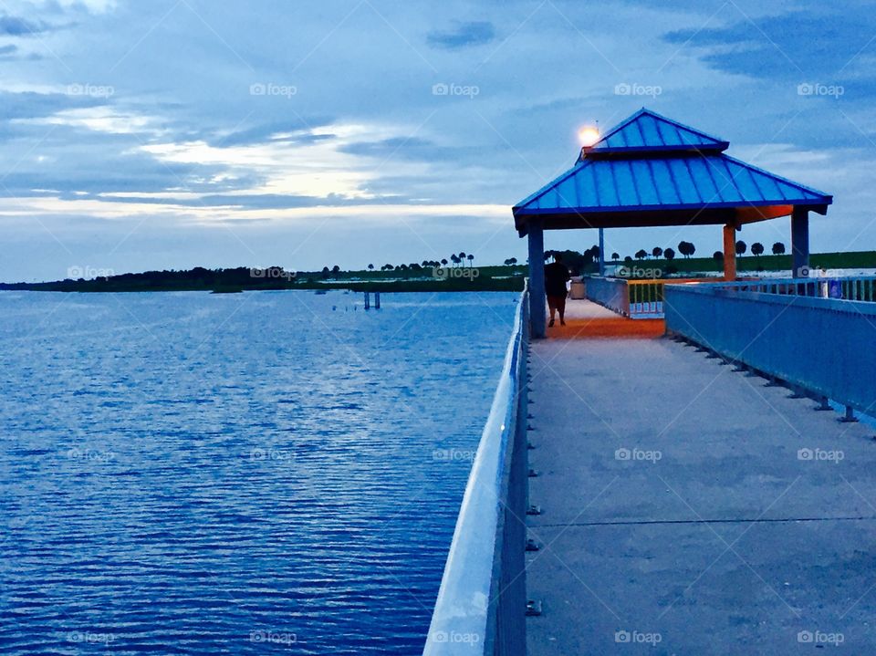 Pier at sunset on Lake Okeechobee