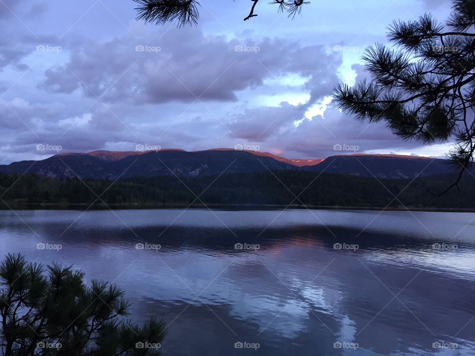 Sunset over lake