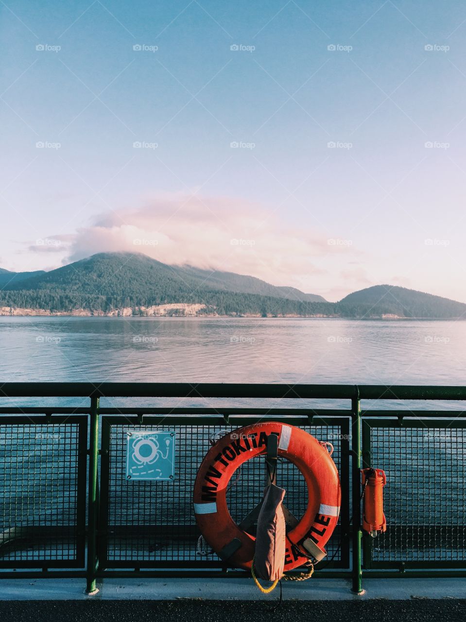 View from ferry desk in San Juan islands 