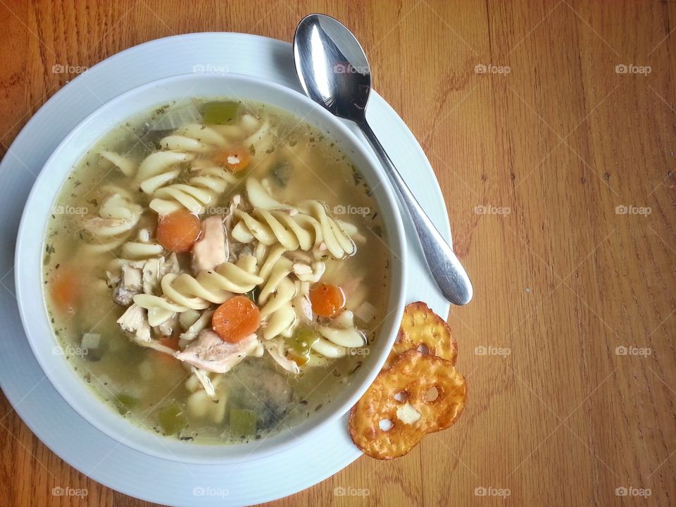 chicken noodle soup. the way to kick a cold
