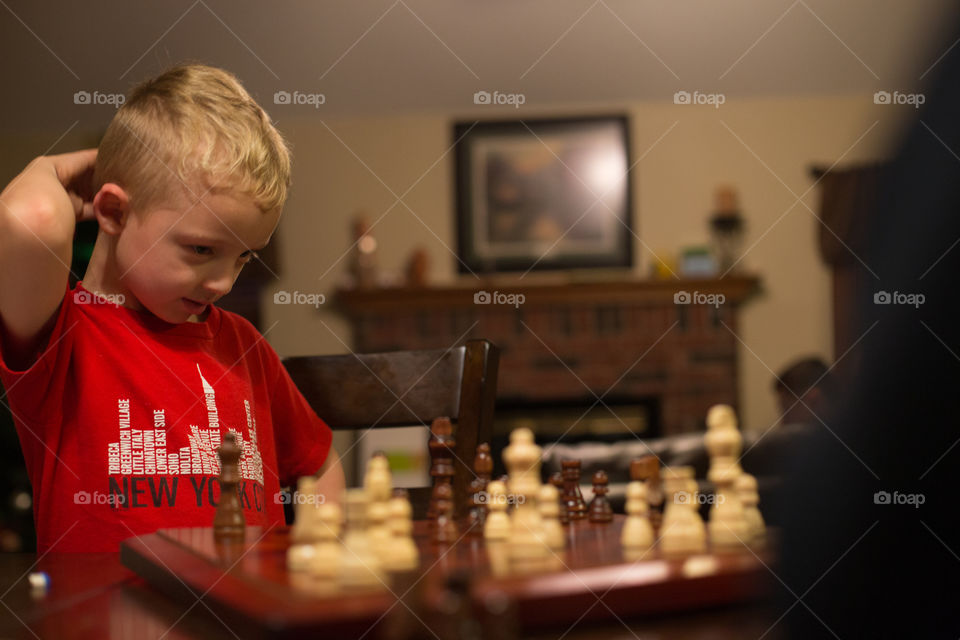 Child, Indoors, Chess, People, Game