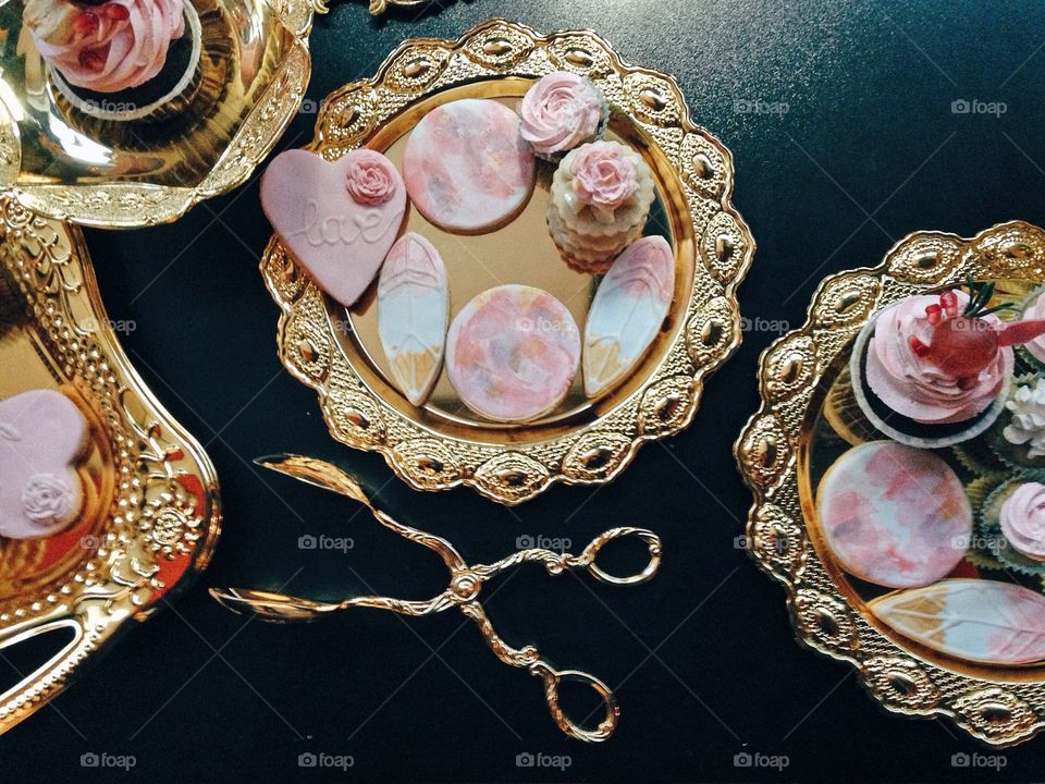 Sweet candies in plate