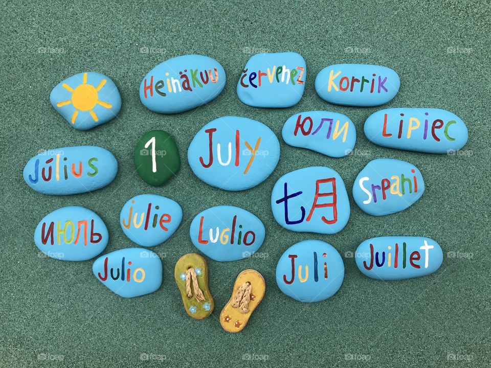 1 July, calendar date on stones in many languages