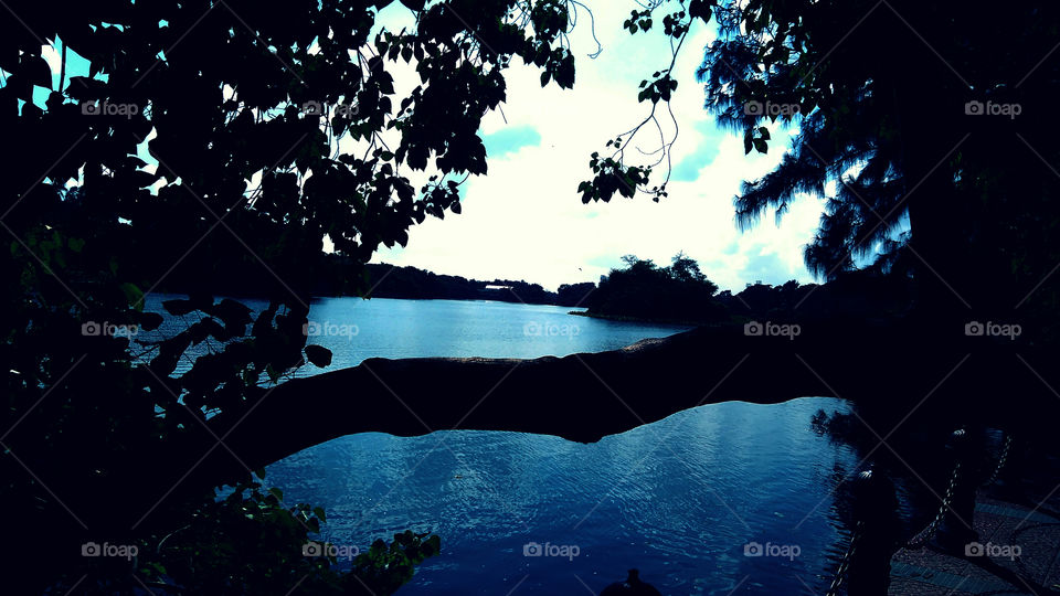 Moment of peace.A beautiful sceneric view of a blue lake.