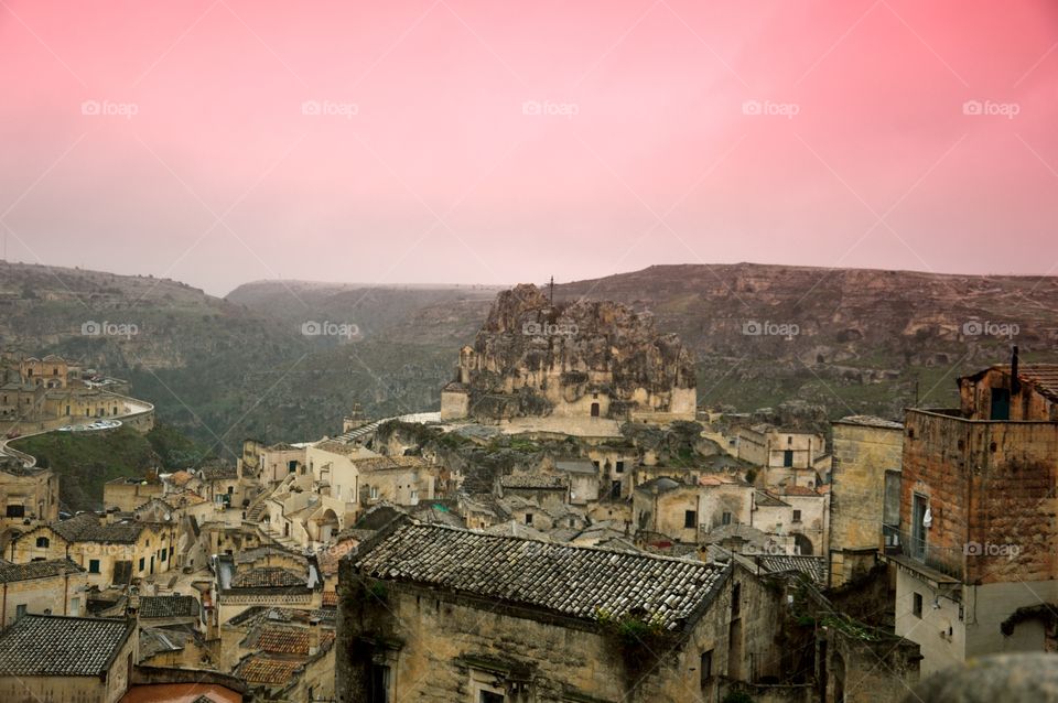 the historic and beautiful Italian city of Matera with its striking stones