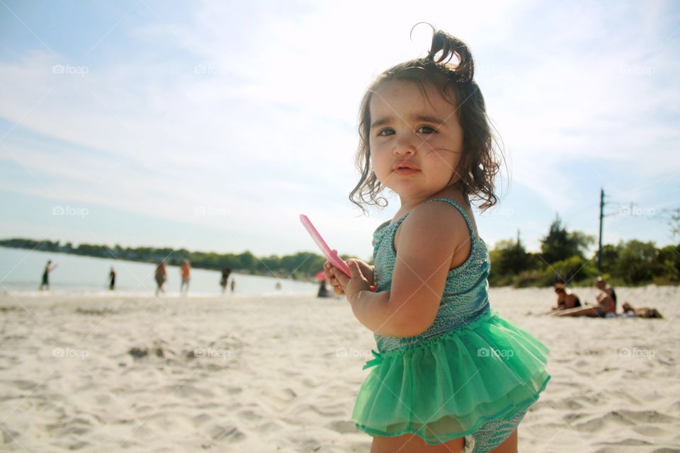 Cute little girl at beach