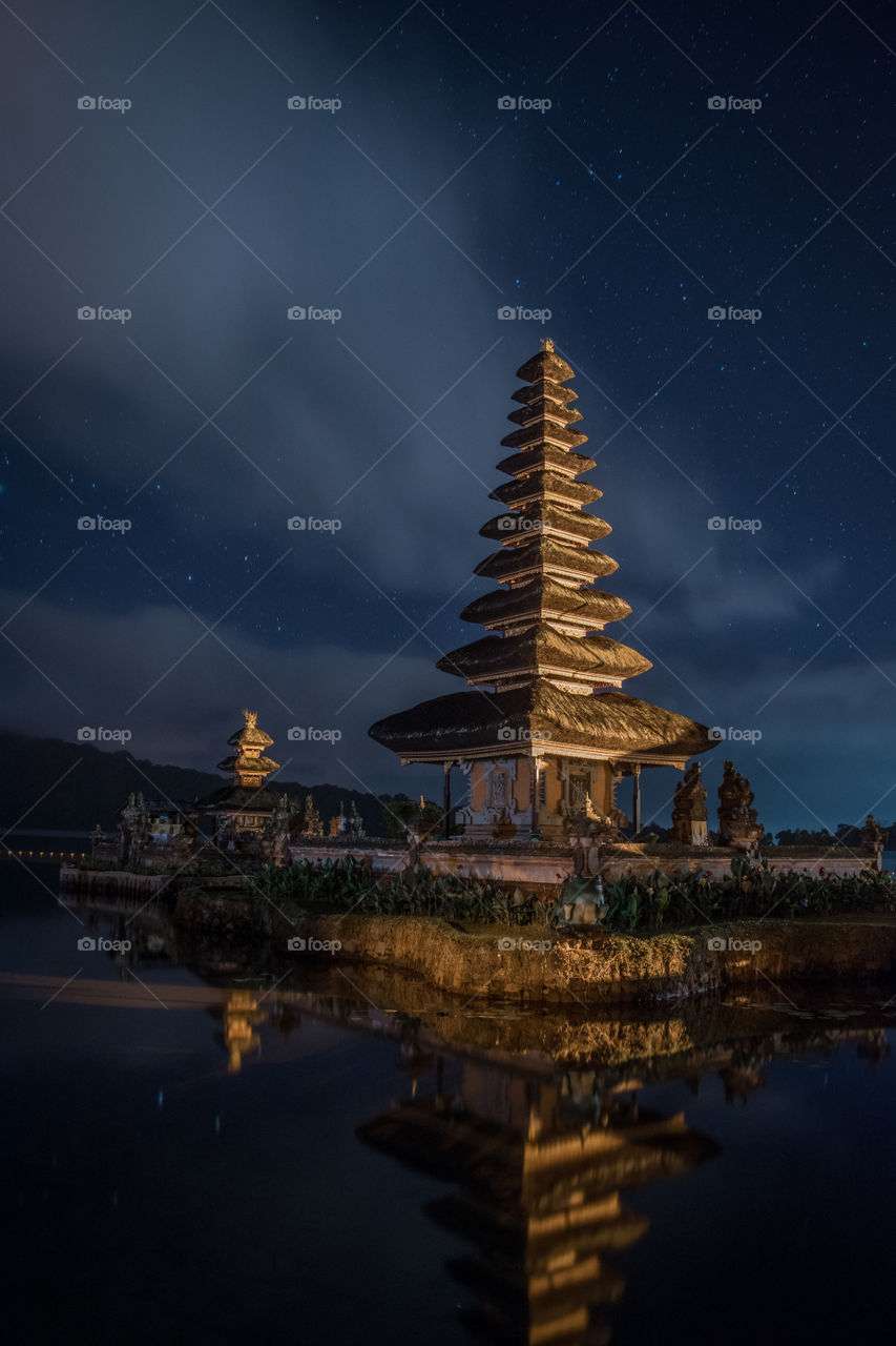 the nighttime charm of Lake Beratan, Bedugul, Bali, Indonesia