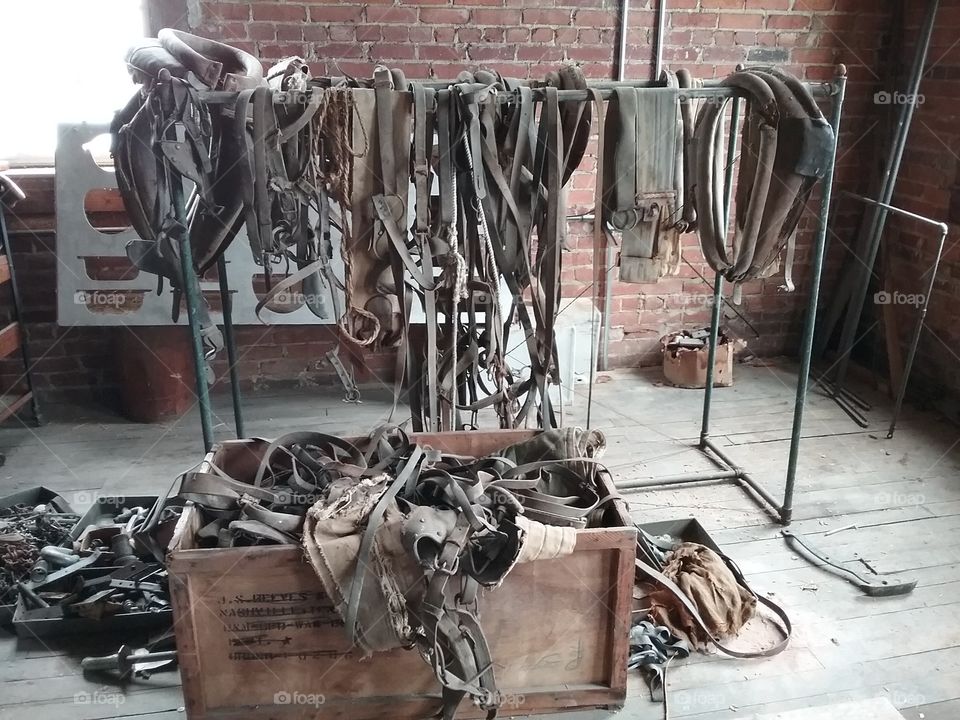 Old straps and other leather equipment