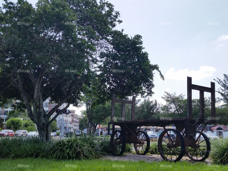 Old wood cart. Cart in front of Museum of History.