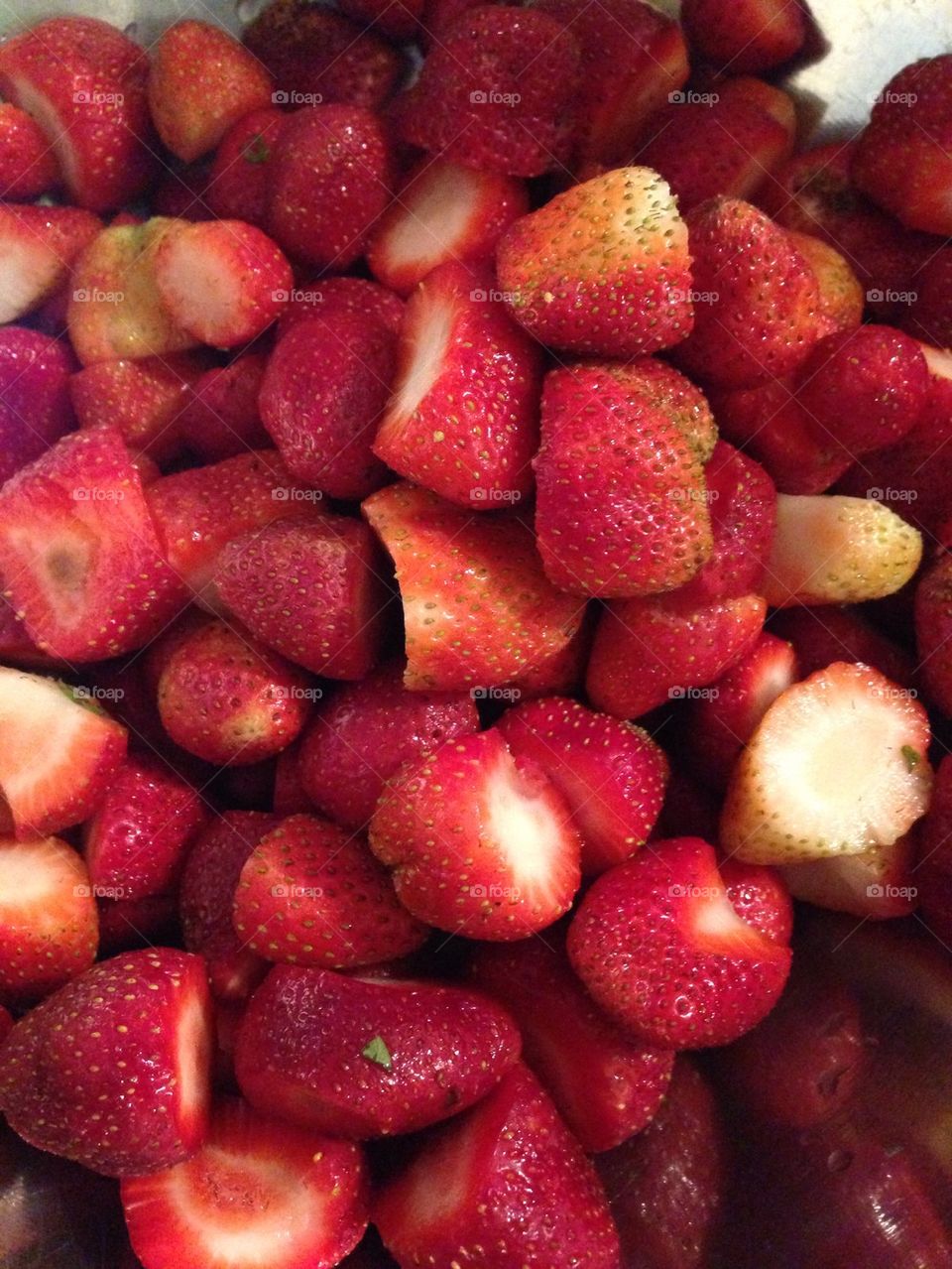 Cut strawberries 