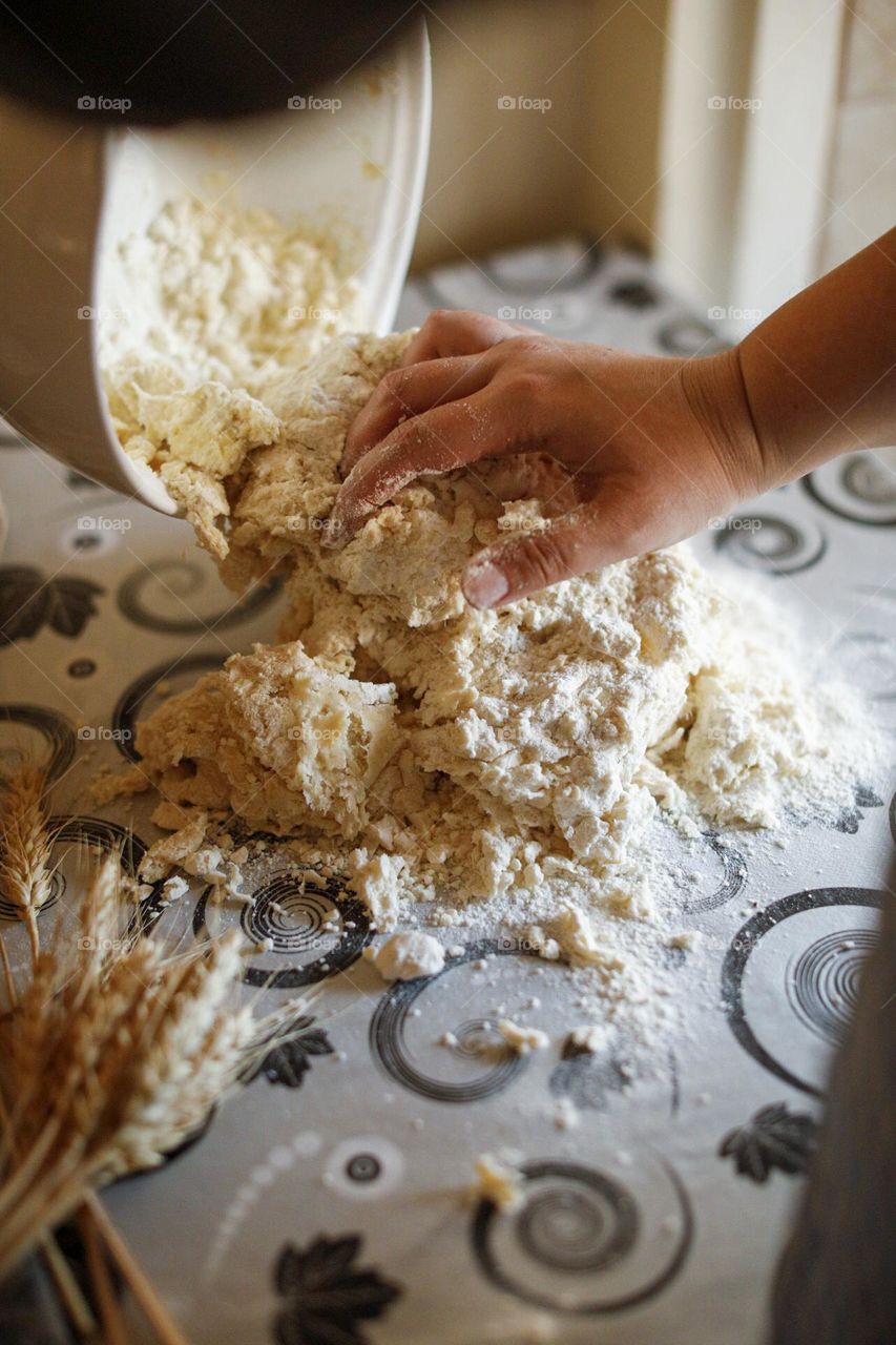 Kneading bread dough