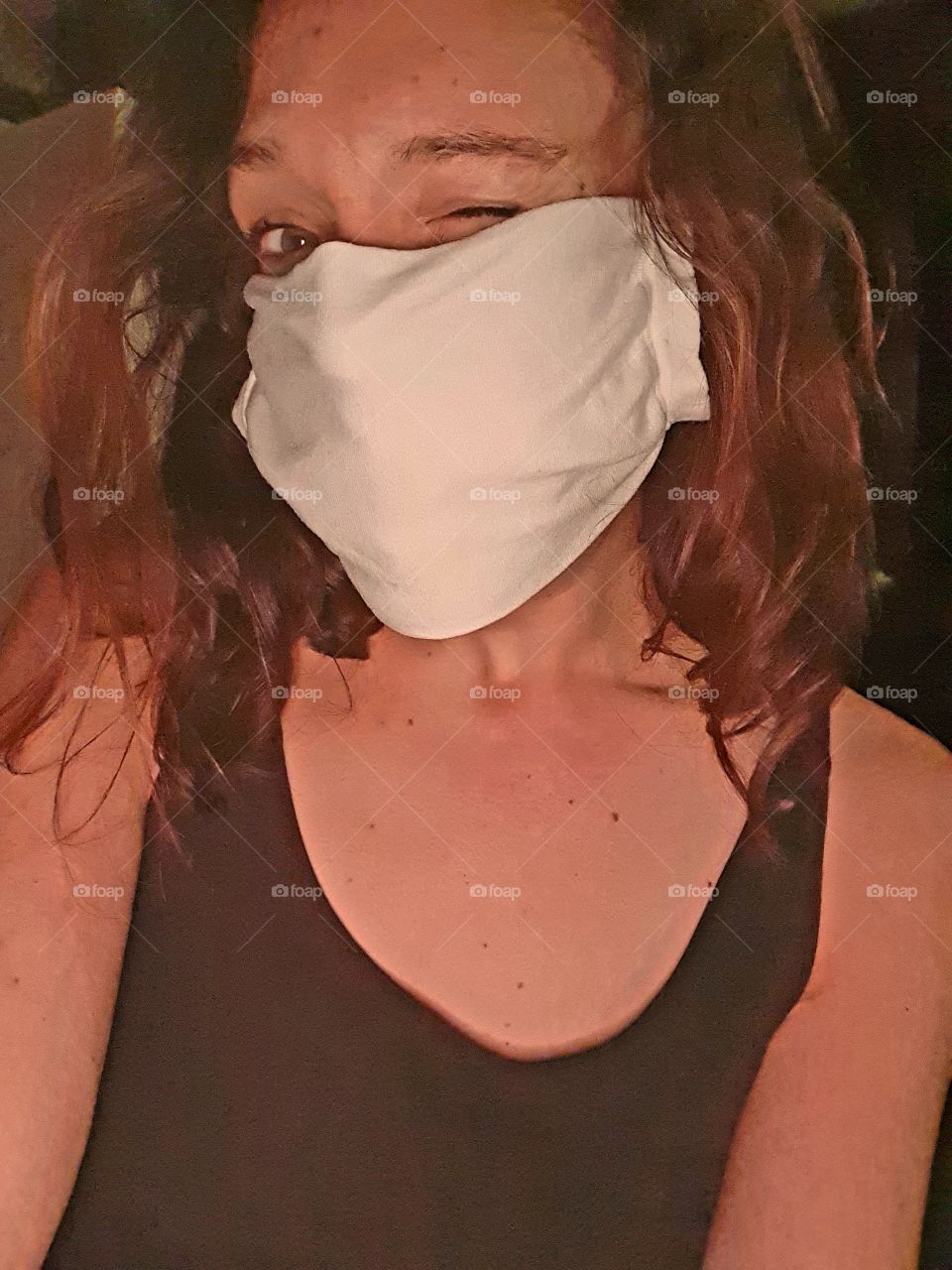 Mouth mask with a wink. MASK ON