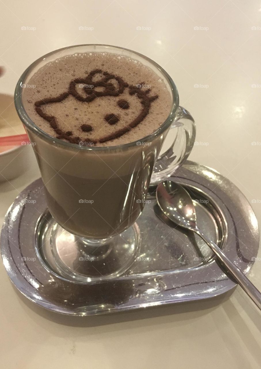 Hello Kitty on the Hot Chocolate