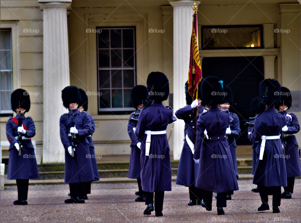 HM Guards Trooping the Regiment Flag
