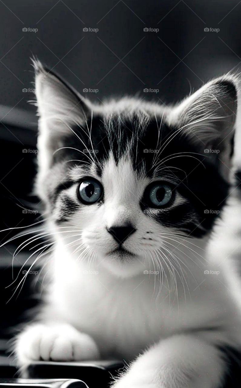 so cute cat looks so nice Balck and white colour cat so pretty eyes and nice hair domestic animal