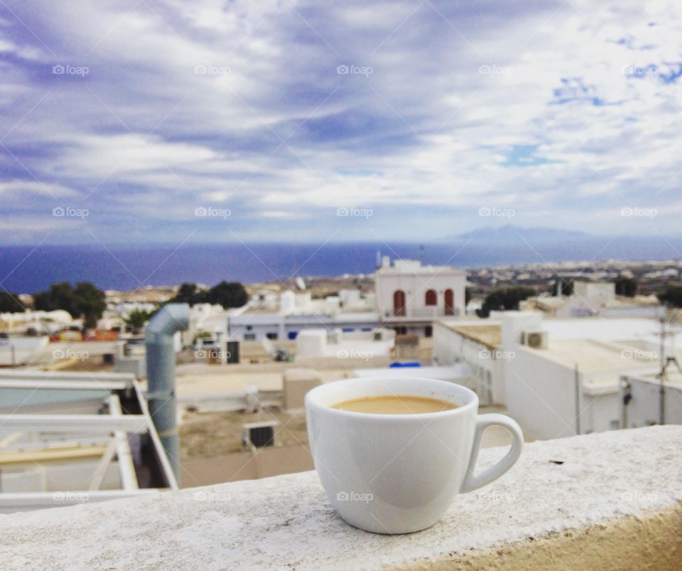 Cup of coffee at Santorini