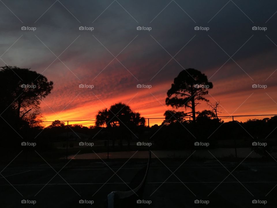 Sunset on the tennis courts
