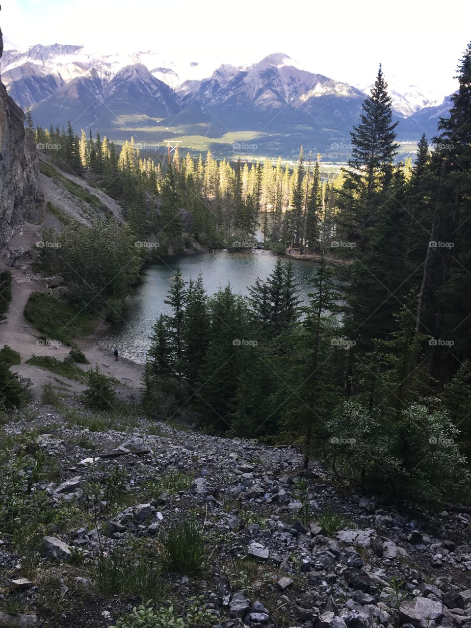Beautiful view from Grassi Lakes tail hike in Canmore, Alberta, Canada. Awesome view of Ha Ling Peak. 