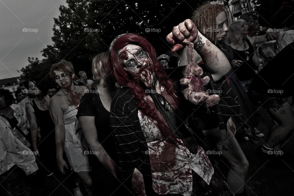 Zombie walk in Sweden. The undead took over the town of Malmö.