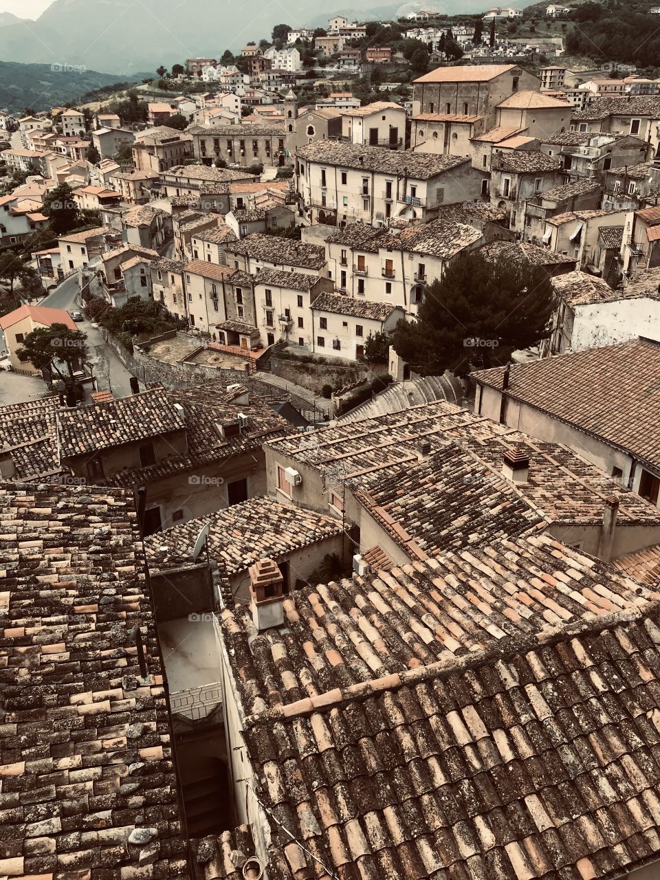 The roofs of Altomonte seen from the main square. Altomonte, Calabria, South Italy. 