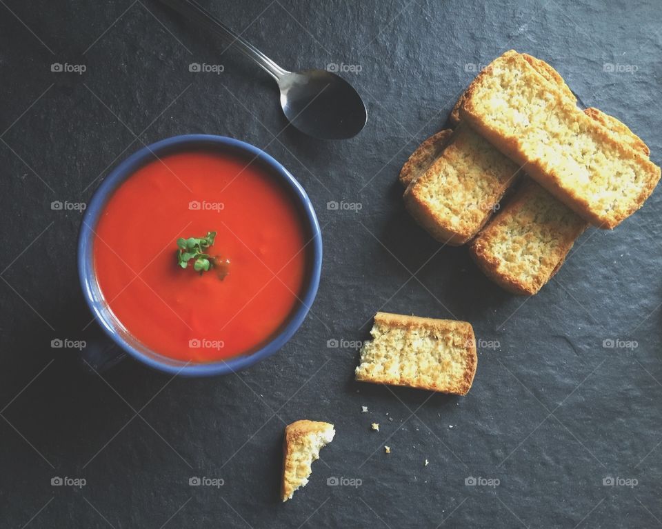 Soup and bruschetta