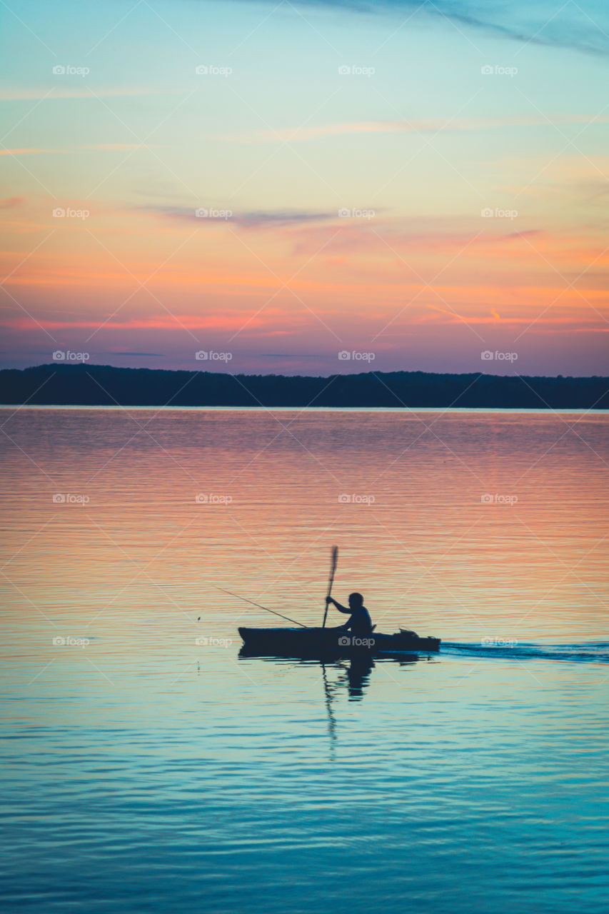 Kayaking at Sunset on the Tennessee River