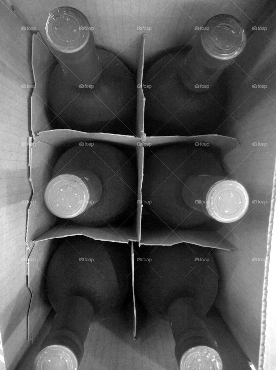 Wine bottles in a box