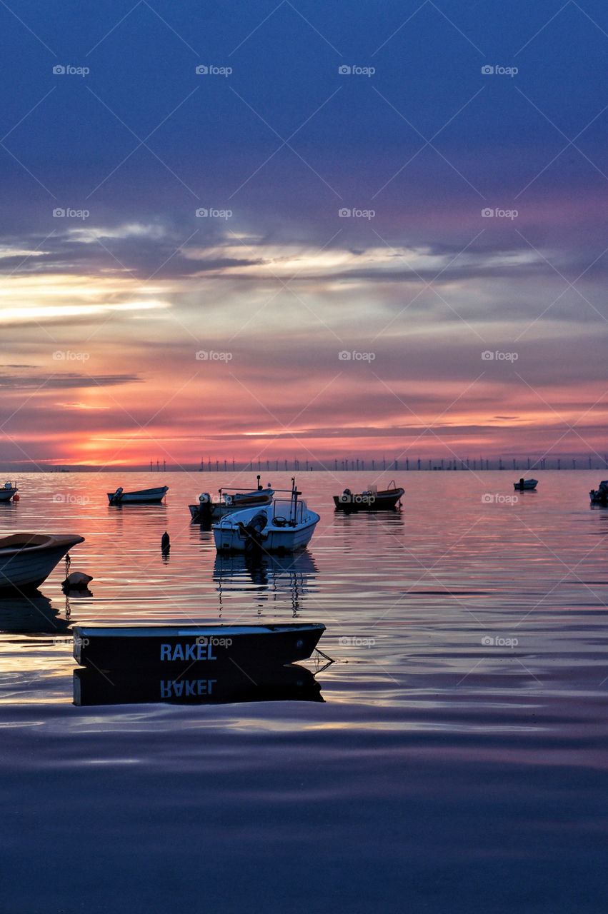 Boats in sunset 