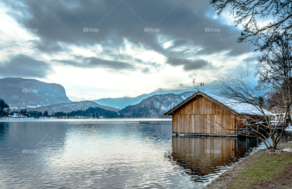 Wooden house on the lake