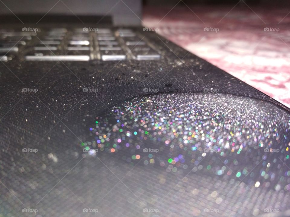 glitter of intel tag on laptop