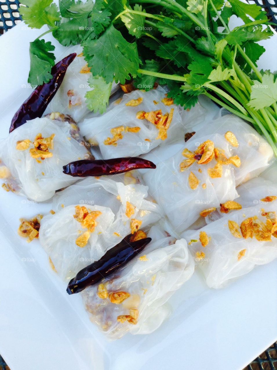 Close-up of wrapped rice in plate