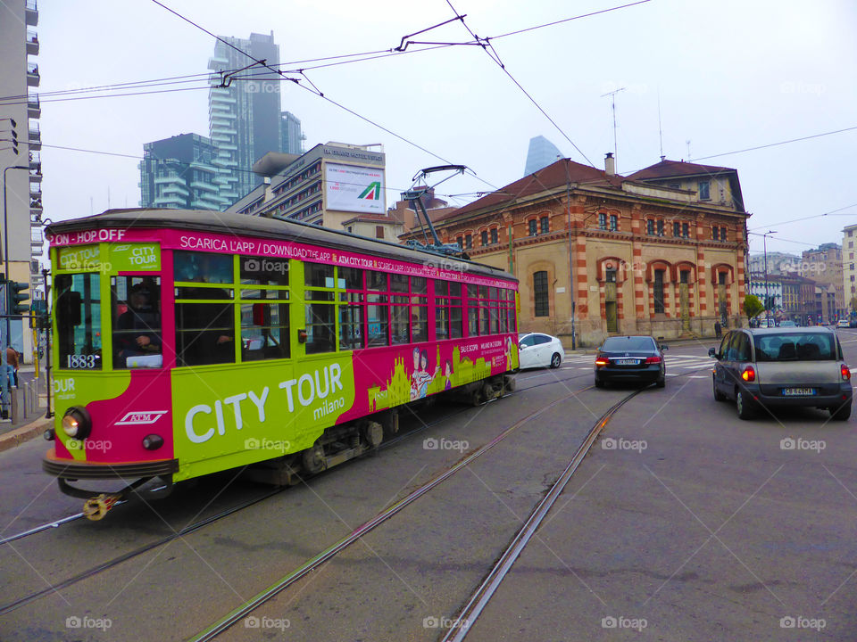 means of transport in the city,Milan.Italy