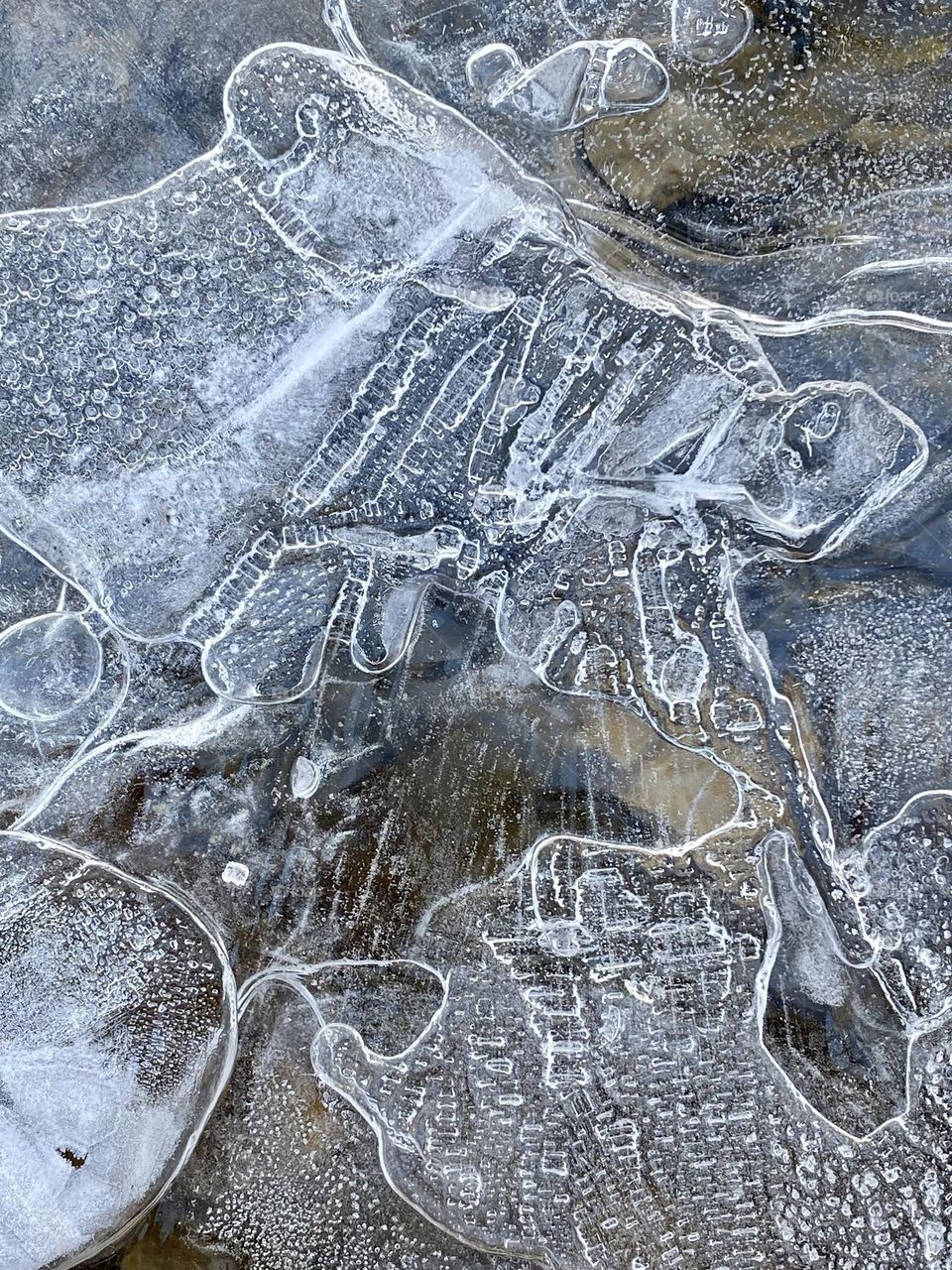 Ice on the edge of a frozen river