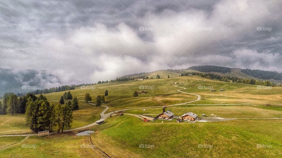 Aerial landscape, Dolomites mountain 