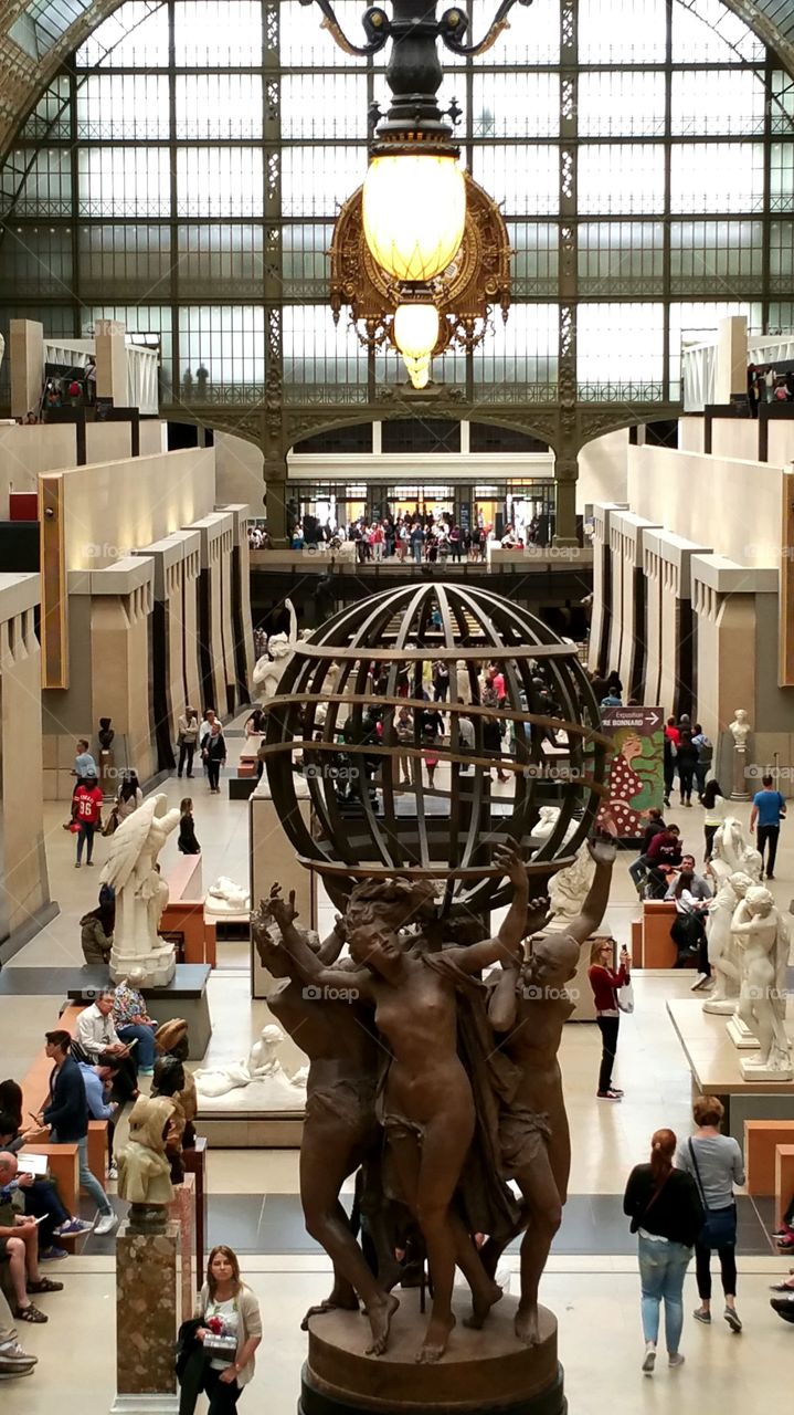 Musée d'Orsay. This photo was taken at the Musee d'Orsay from a small overlook of the main room. The d'Orsay used to be a train station