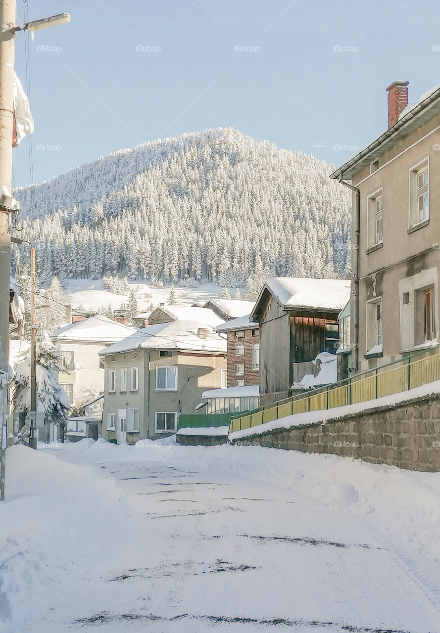 Winter landscape, Ravnogor Village, Bulgaria