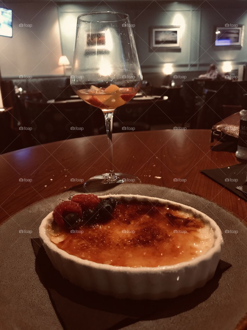 Dessert and the  wine glass